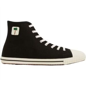 Palm Angels High Top Vulcanized Sneaker in Black & White Size 41 Womens 10 Men 8